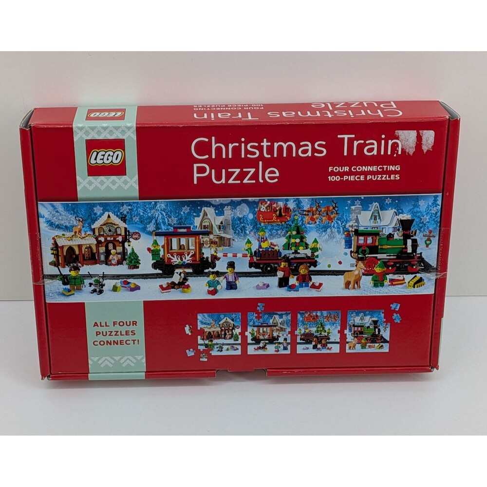 LEGO Christmas Train Puzzle Four Connecting 100-Piece Double-Sided Holiday